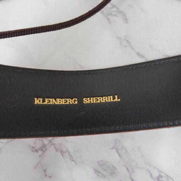 Kleinberg Sherrill Vintage Brown Lizard Embossed Leather Belt Gold Buckle main image 13